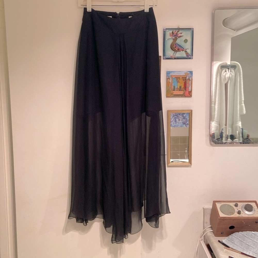 Karl lagerfeld 100% silk sheer black long skirt